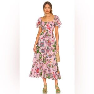Banjanan Bonnie Pink Floral Maxi dress with cut outs